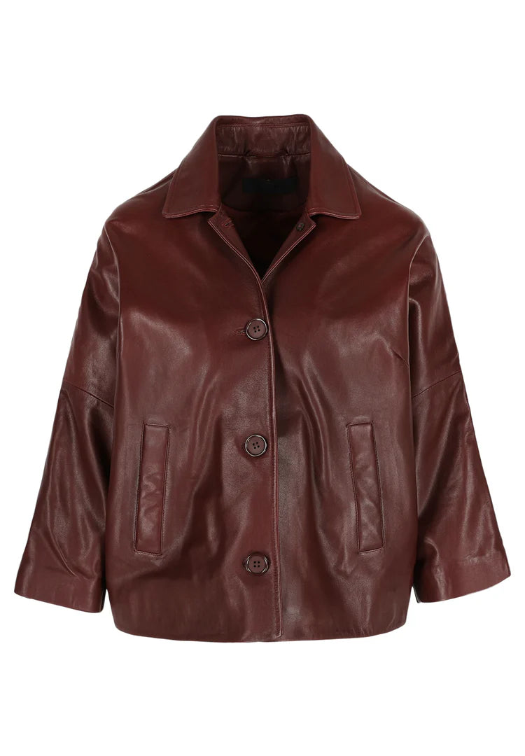 Barry I Leather Jacket - Wine