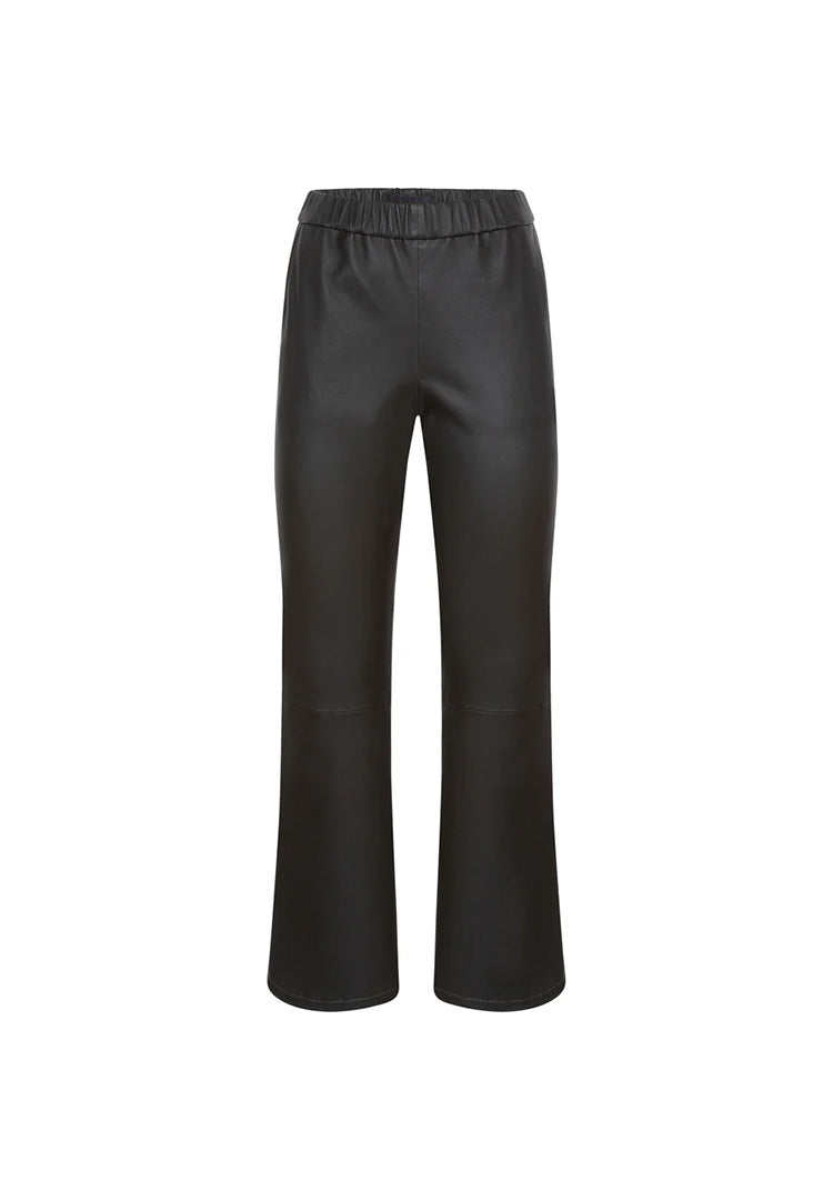 Relax Bootcut +5cm I Leather Trousers - Black