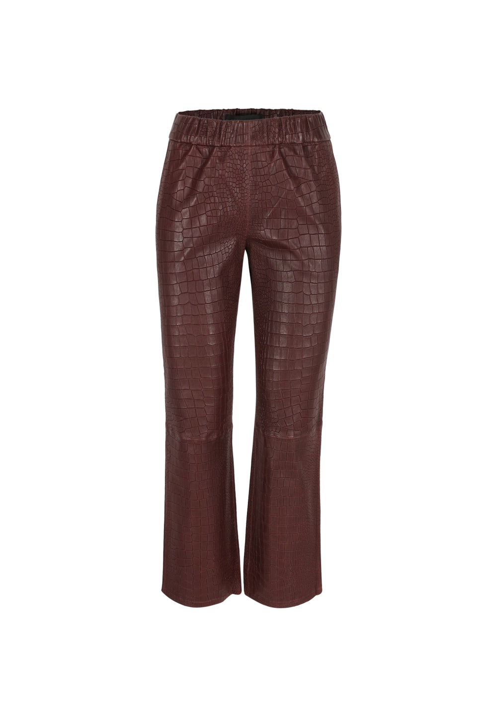 Relax Bootcut I Croco Leather Trousers - Wine