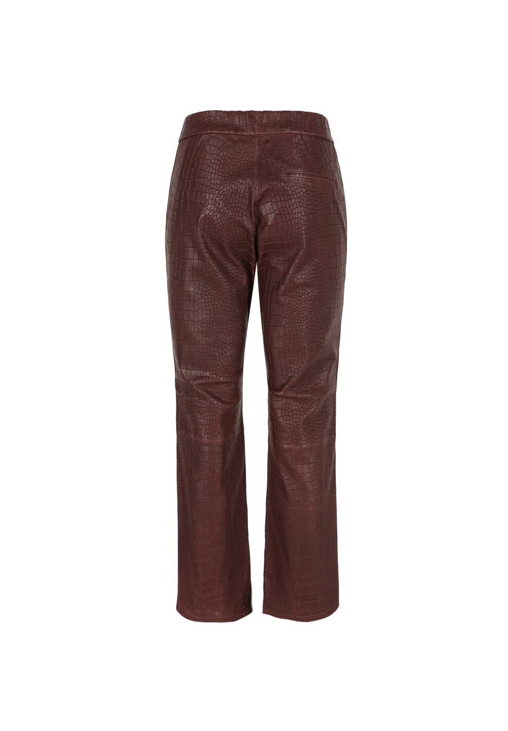 Relax Bootcut I Croco Leather Trousers - Wine