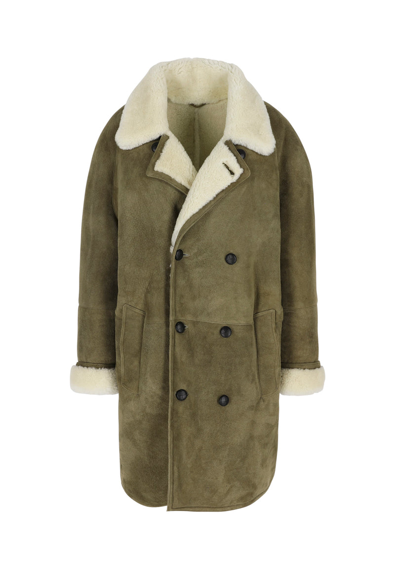 Dorota I Suede Curly Coat - Khaki