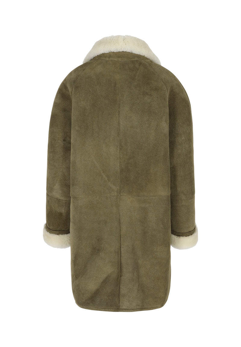 Dorota I Suede Curly Coat - Khaki