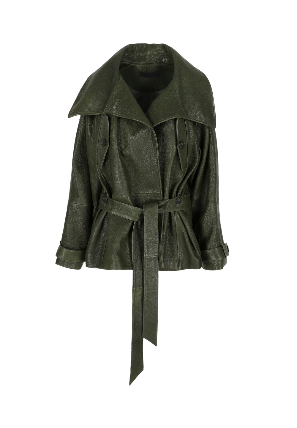 Esmee I Bubble Leather Jacket - Khaki