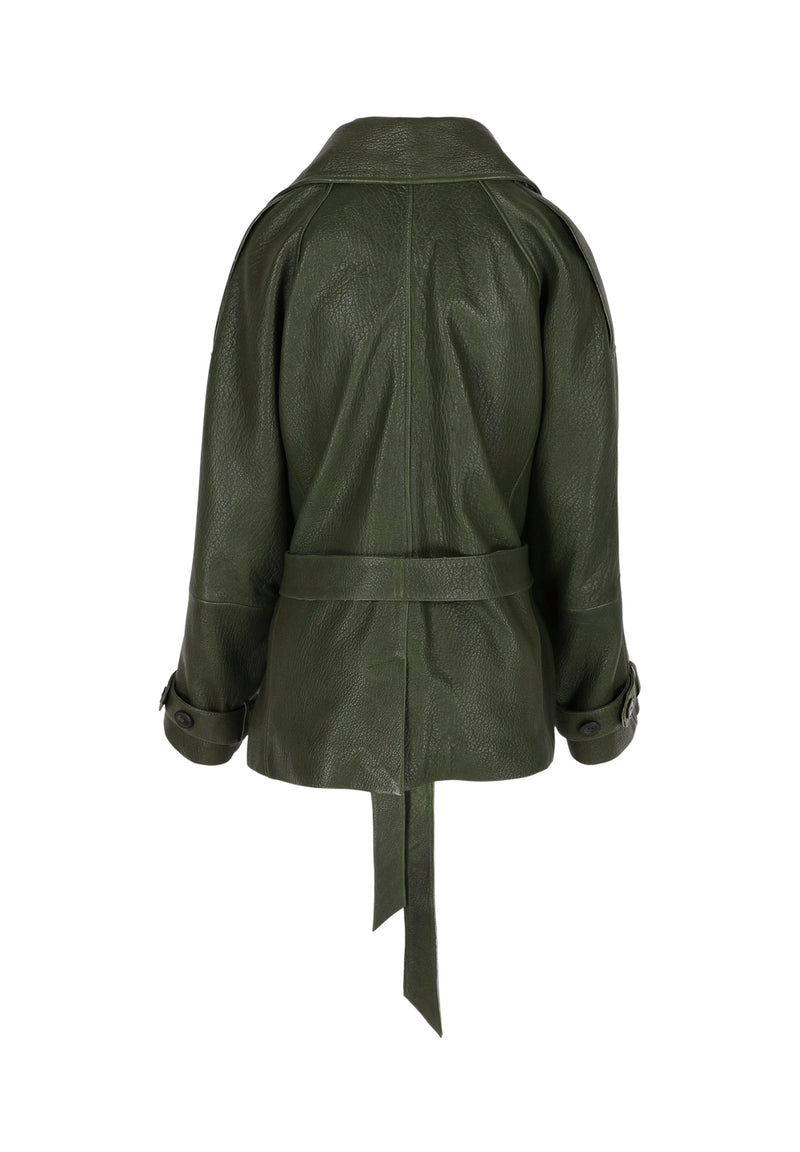Esmee I Bubble Leather Jacket - Khaki