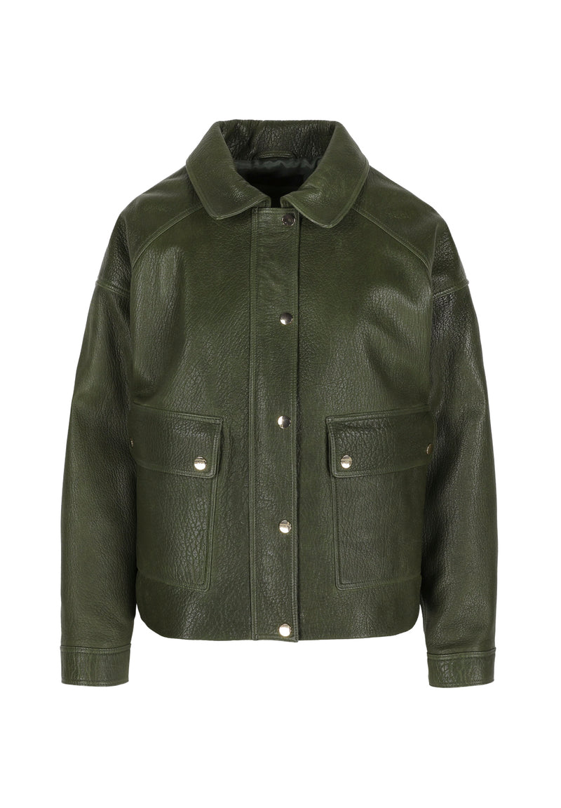 Giunta I Bubble Leather Jacket - Khaki