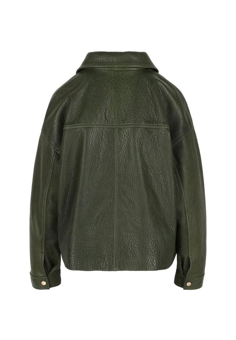 Giunta I Bubble Leather Jacket - Khaki