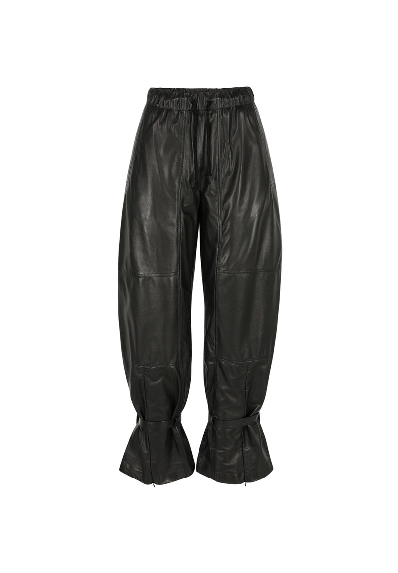 Jane I Paper Leather Trousers - Black