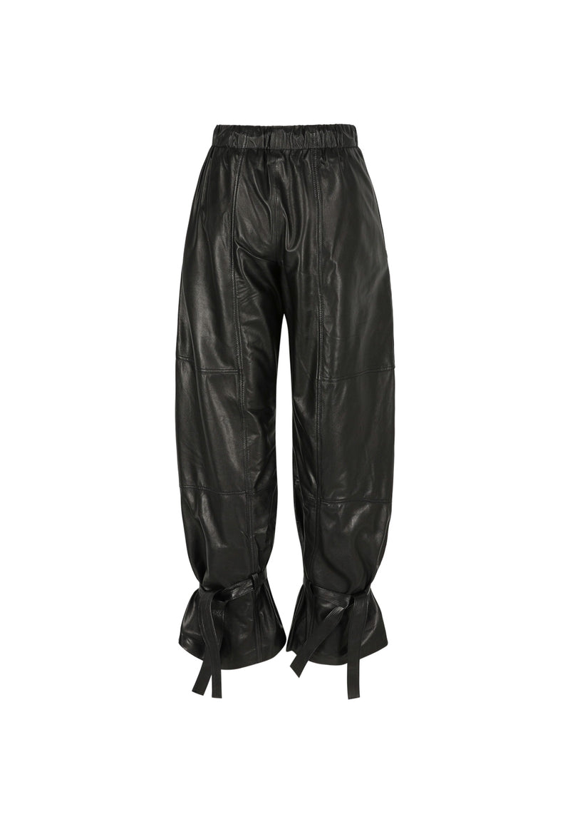 Jane I Paper Leather Trousers - Black