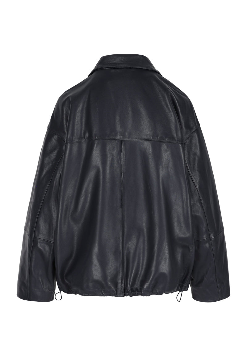 Kato I Leather Jacket - Navy
