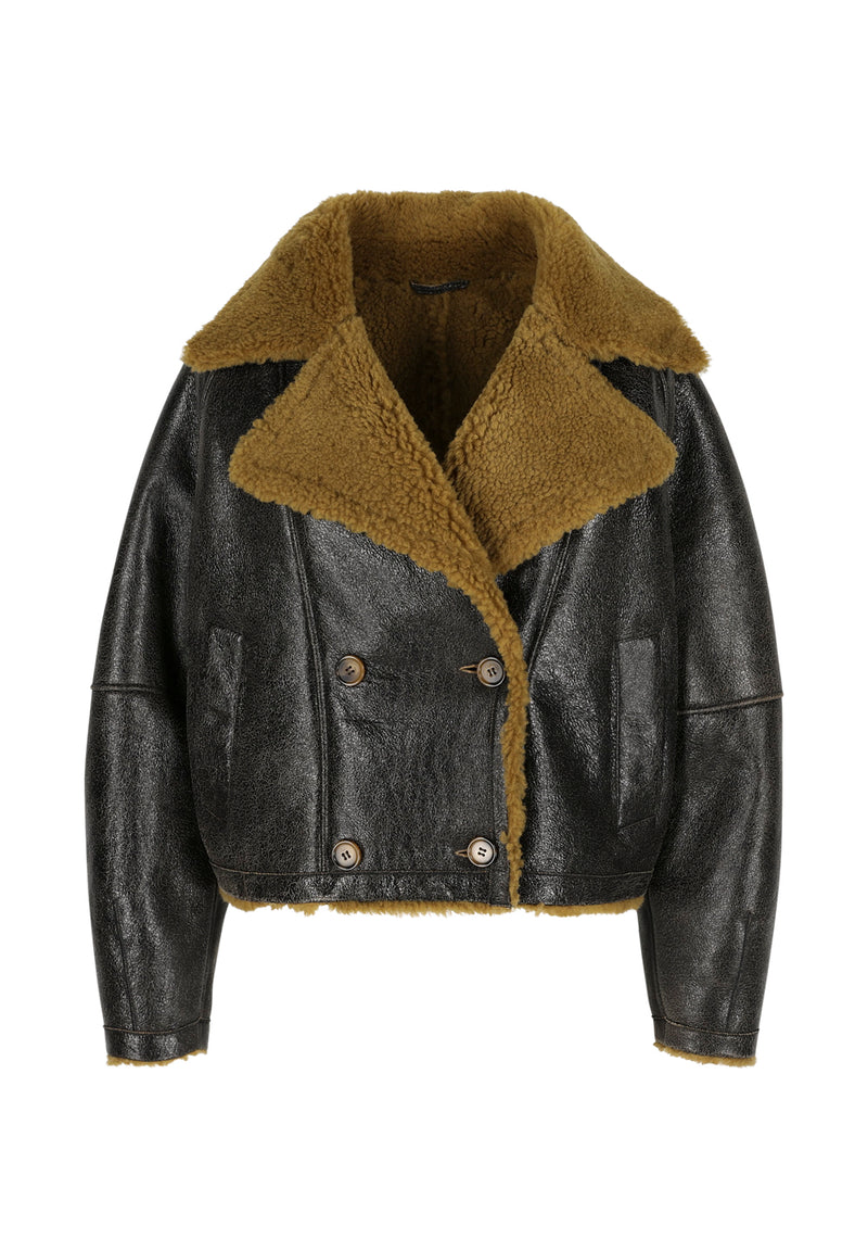 Marie I Crack Curly Coat - Brown