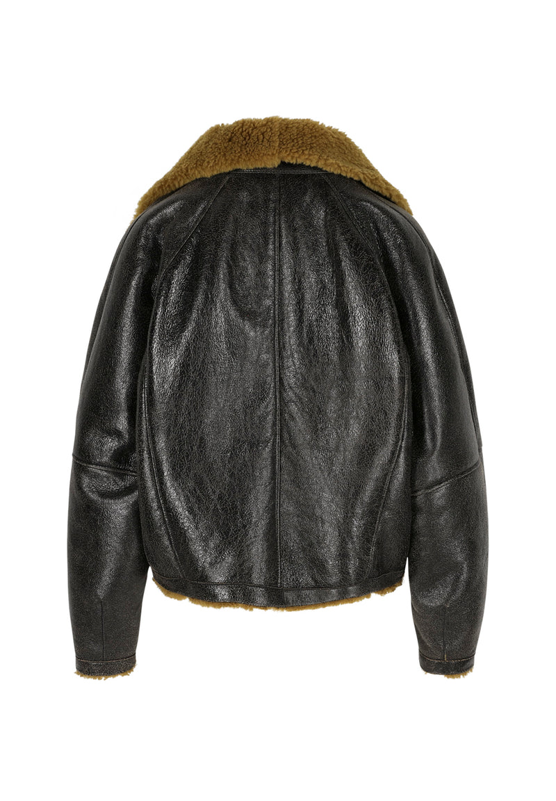 Marie I Crack Curly Coat - Brown