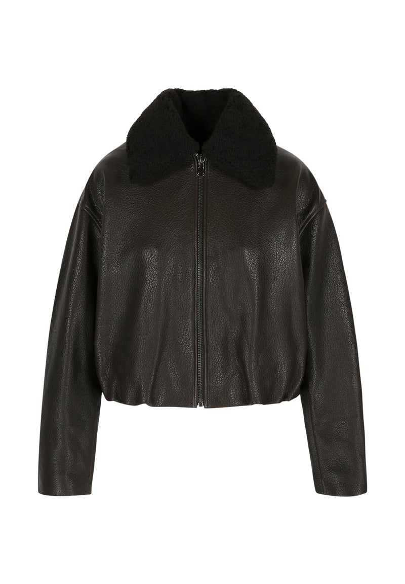 Milia I Bubble Leather Jacket - Brown