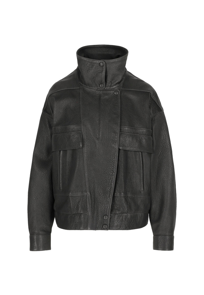 Nicola I Bubble Leather Jacket - Grey