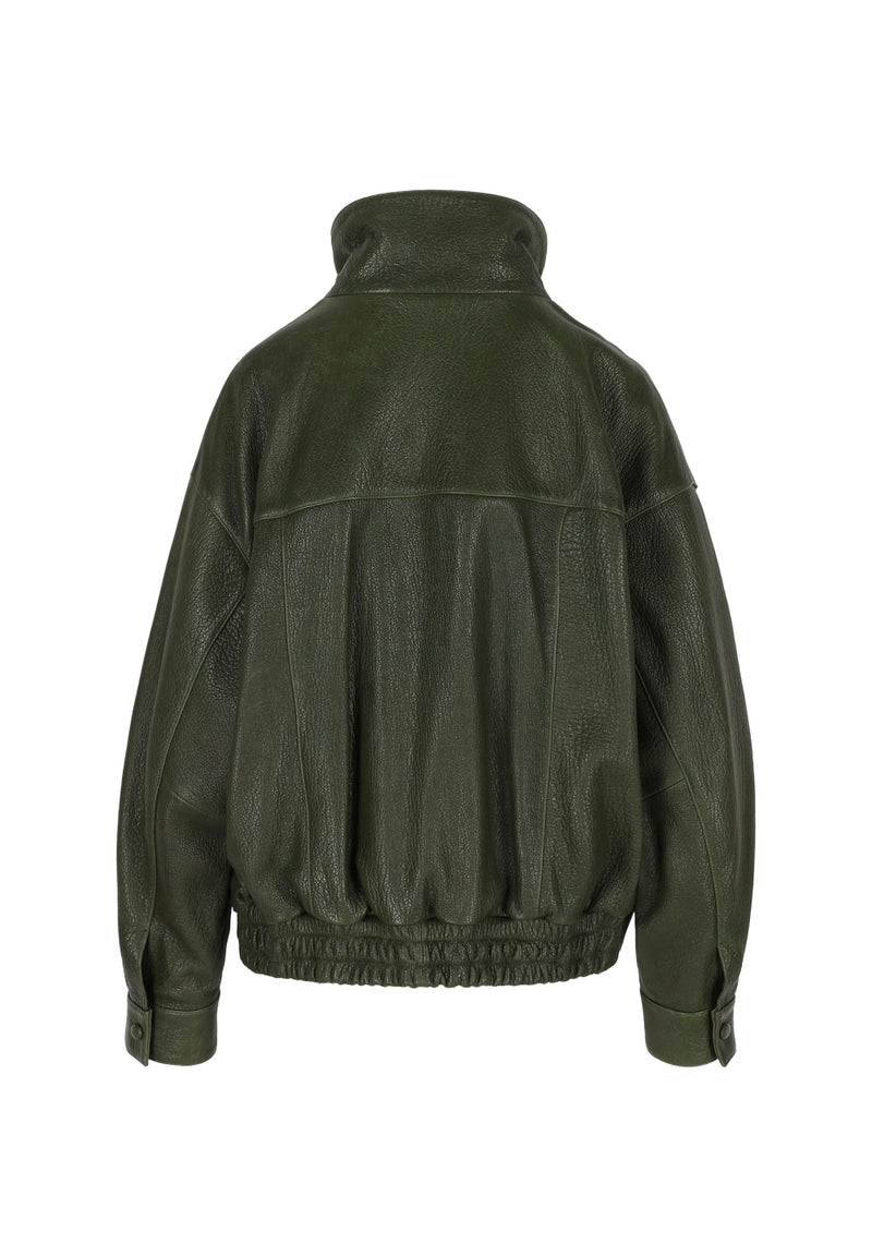 Nicola I Bubble Leather Jacket - Khaki
