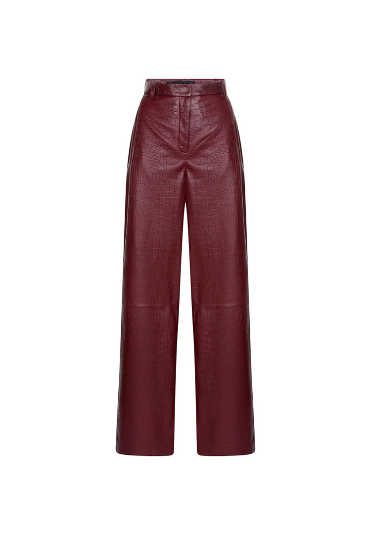 Nissa I Croco Trousers - Wine