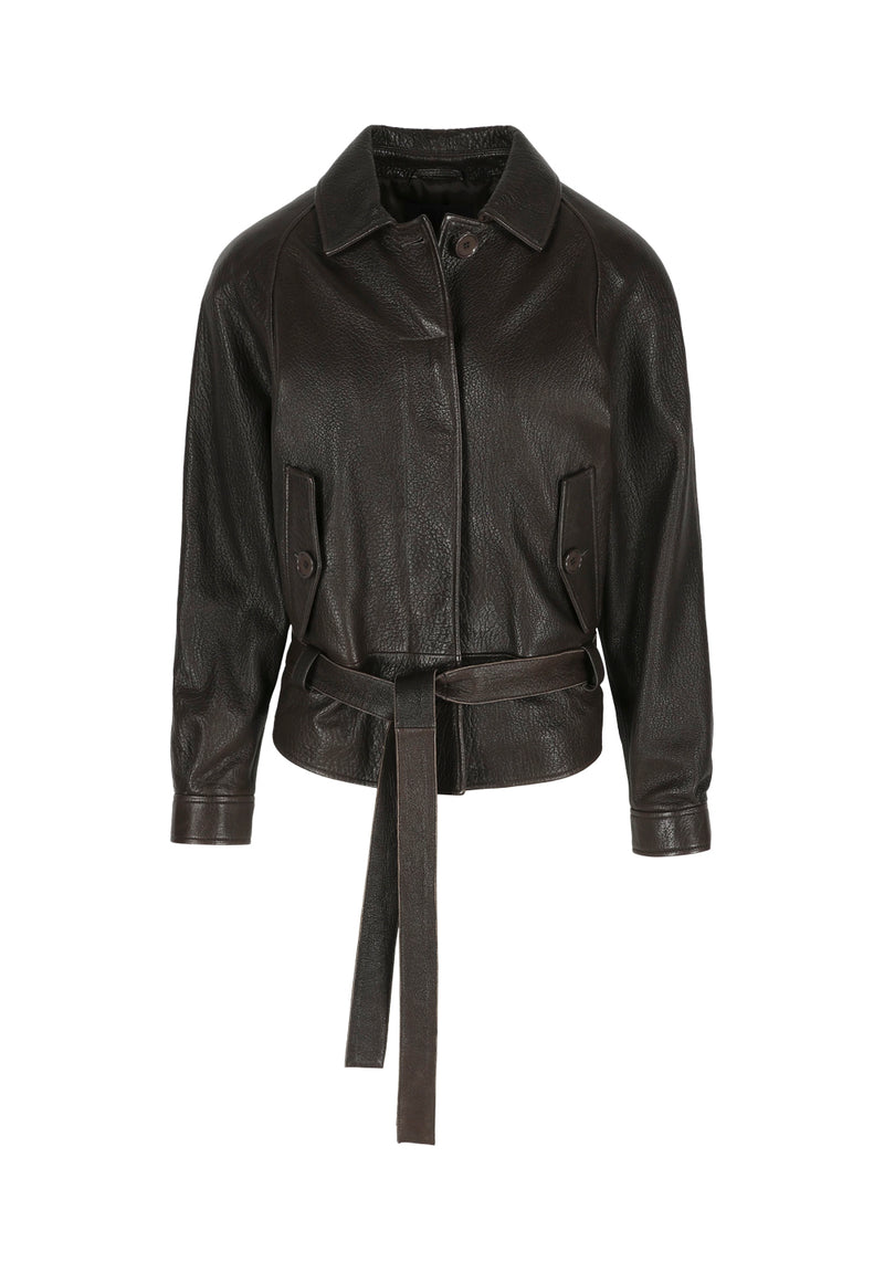Wendy I Bubble Leather Jacket - Dark Brown