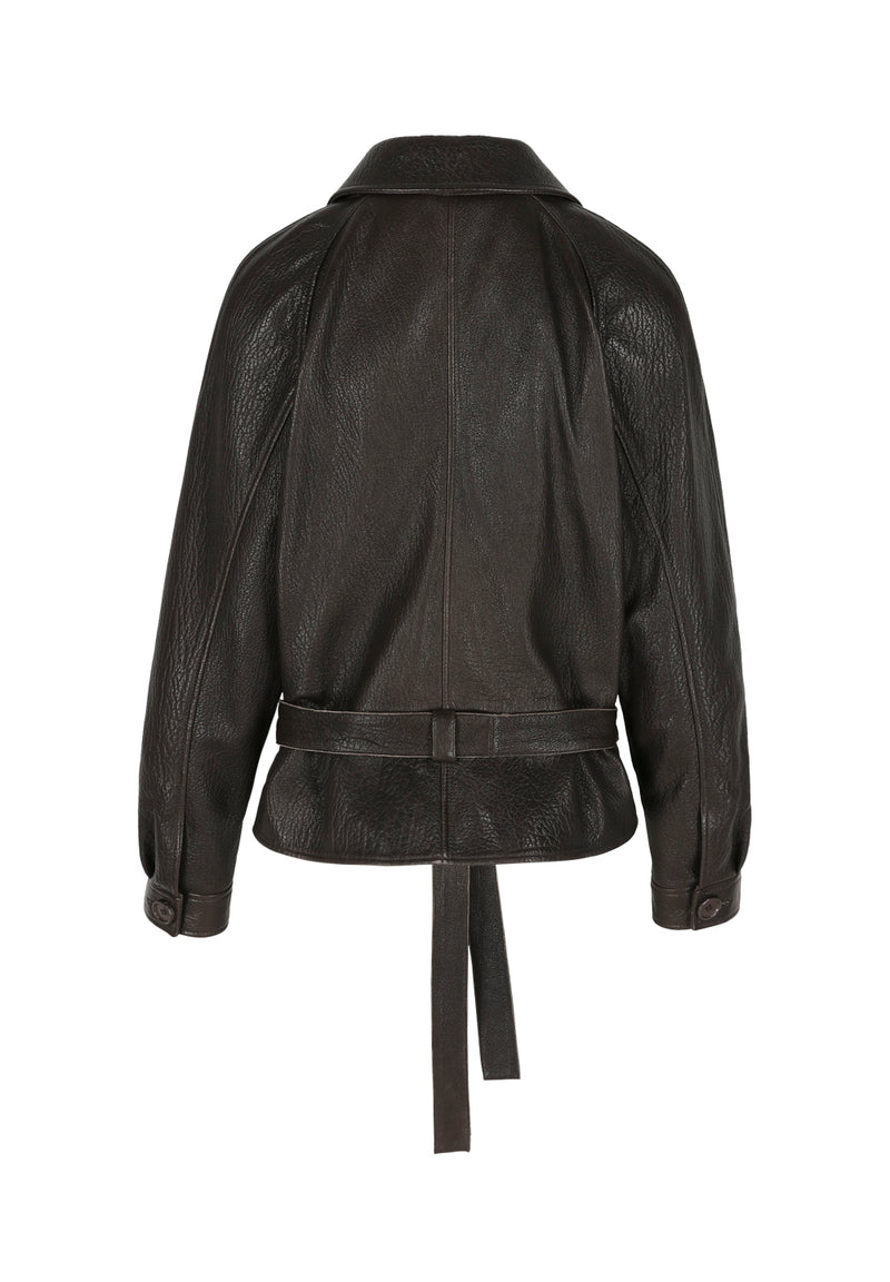 Wendy I Bubble Leather Jacket - Dark Brown