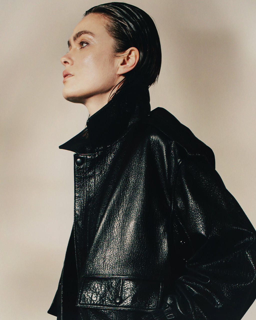 Rose I Bubble Leather Jacket - Black