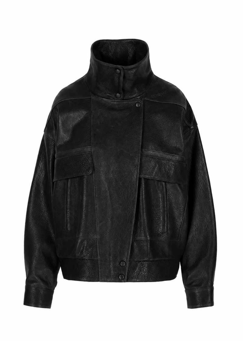 Nicola I Bubble Leather Jacket - Black