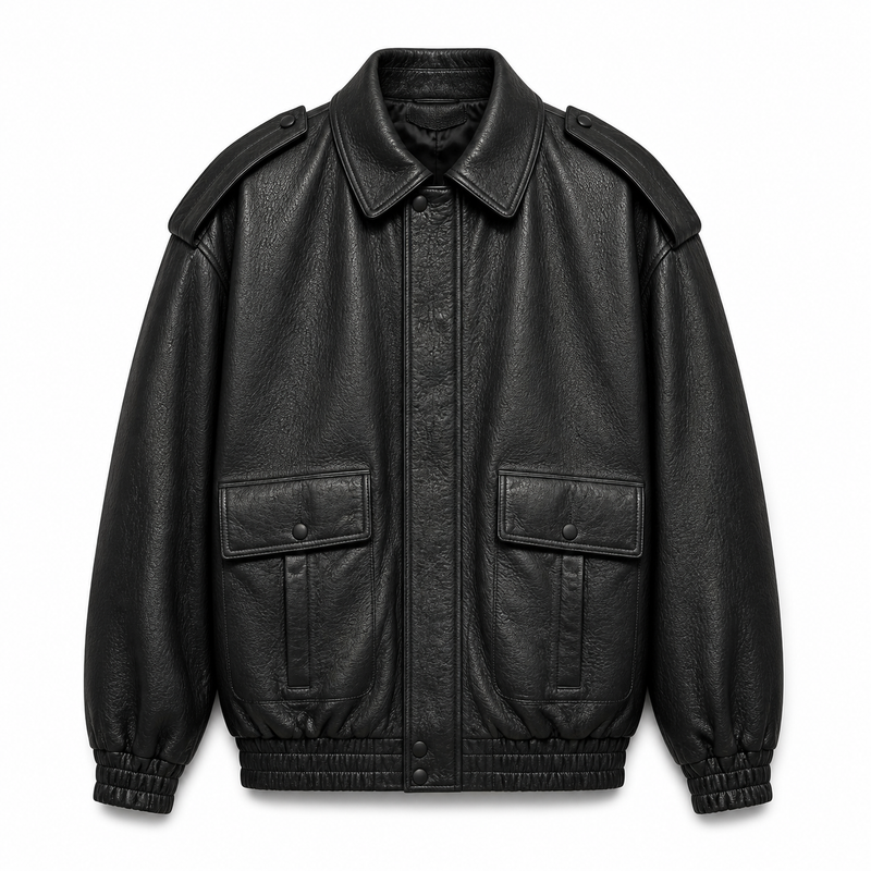 Rose I Bubble Leather Jacket - Black