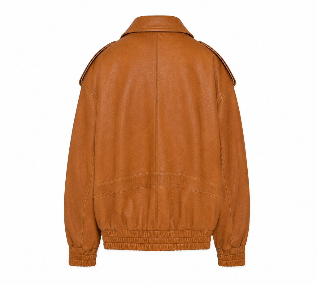 Rose I Bubble Leather Jacket - Camel