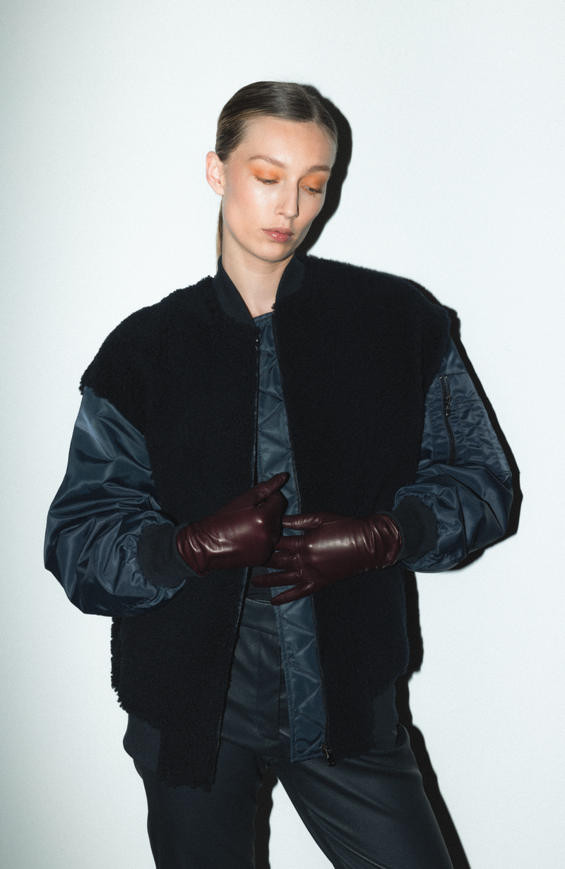 Veronica I Shearling Bomber - Navy