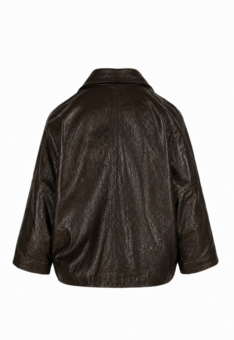 Barry I Bubble Leather Jacker - Dark Brown