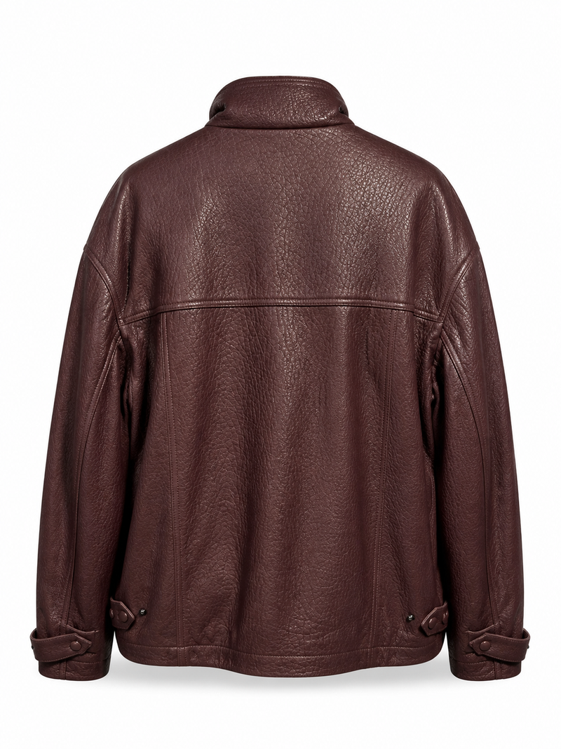 Artemis I Bubble Leather Jacket - Burgundy