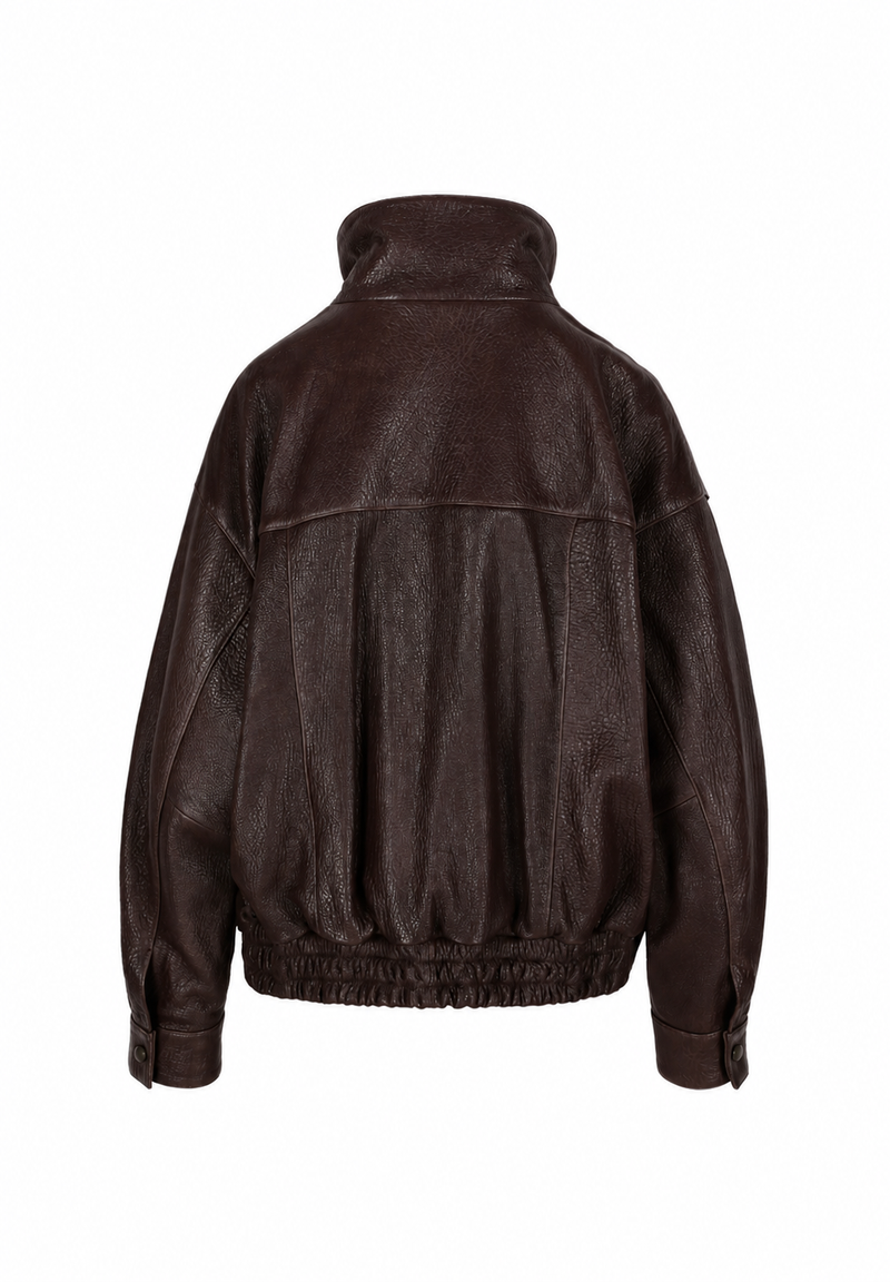 Nicola I Bubble Leather Jacket - Brown