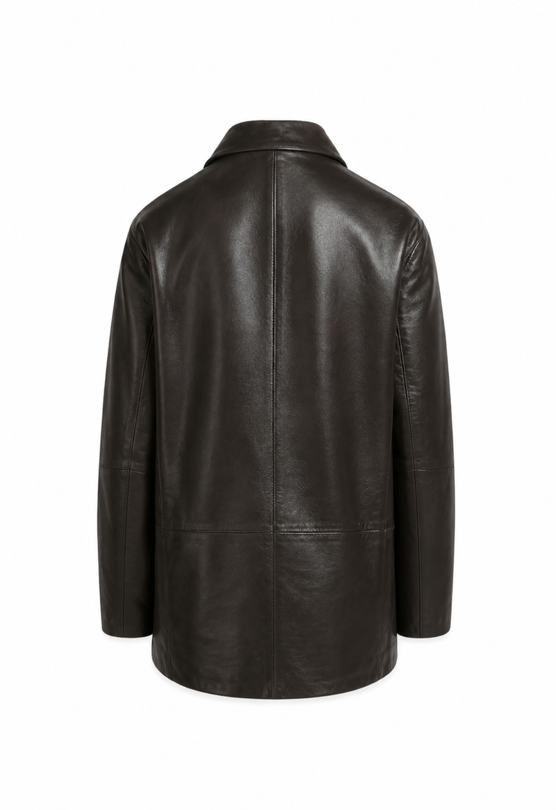 Kirsi I Leather Blazer - Dark Brown