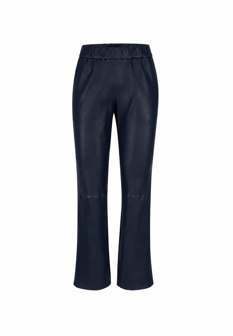 Relax Bootcut +5cm I Leather Trousers - Navy