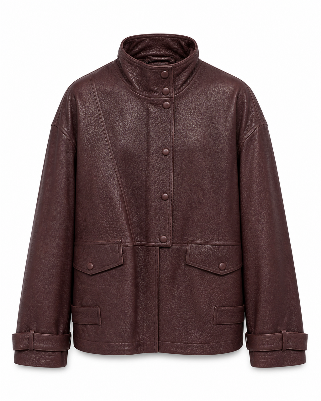 Artemis I Bubble Leather Jacket - Burgundy