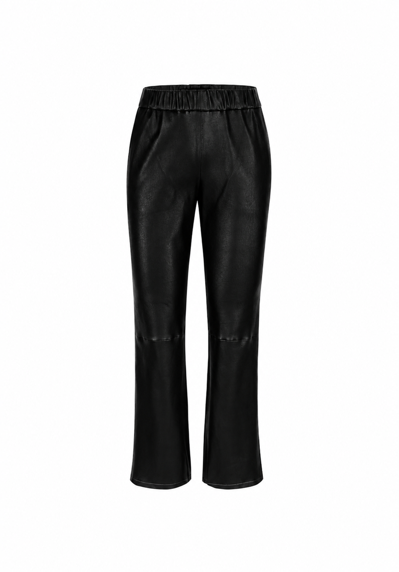 Relax Bootcut +5cm I Leather Trousers - Black