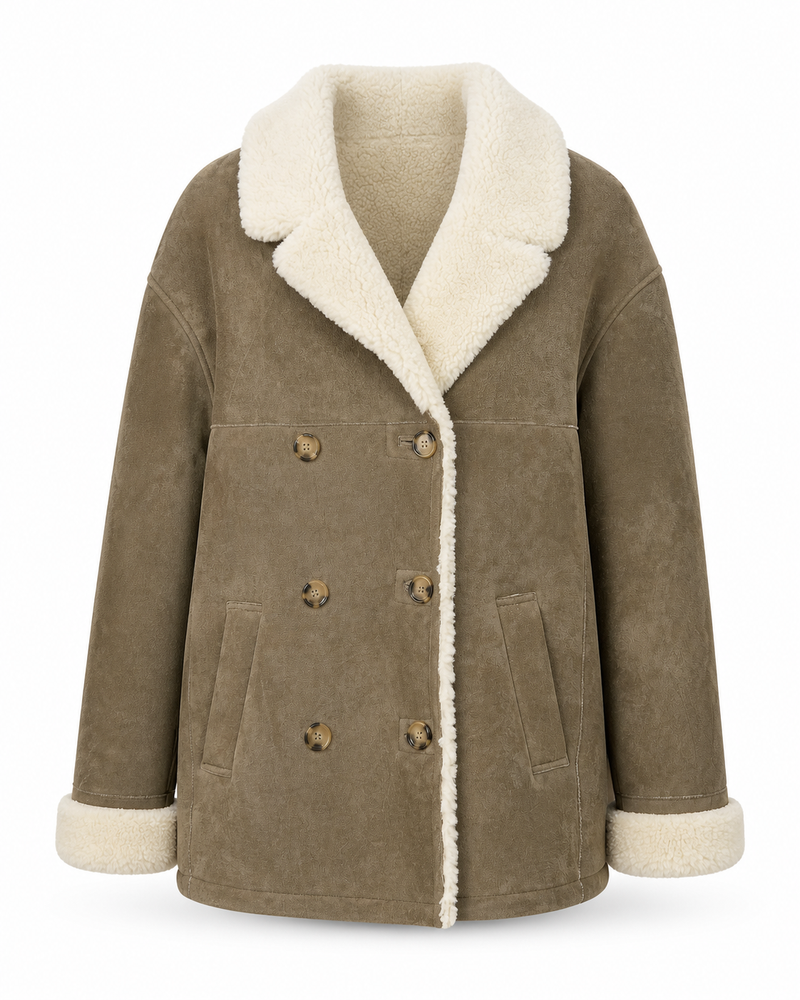 Florentina I Suede Ironed Coat - Khaki
