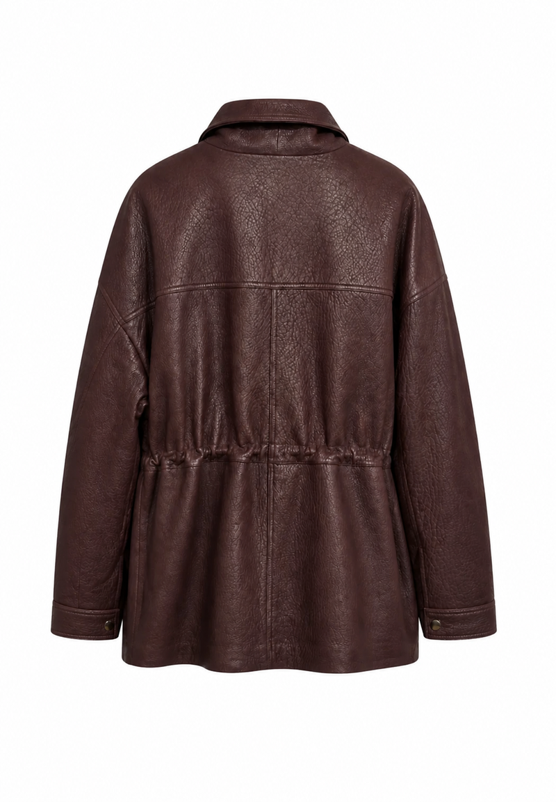 Judy I Bubble Leather Jacket - Burgundy