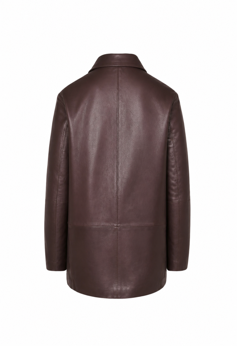 Kirsi I Leather Blazer - Burgundy