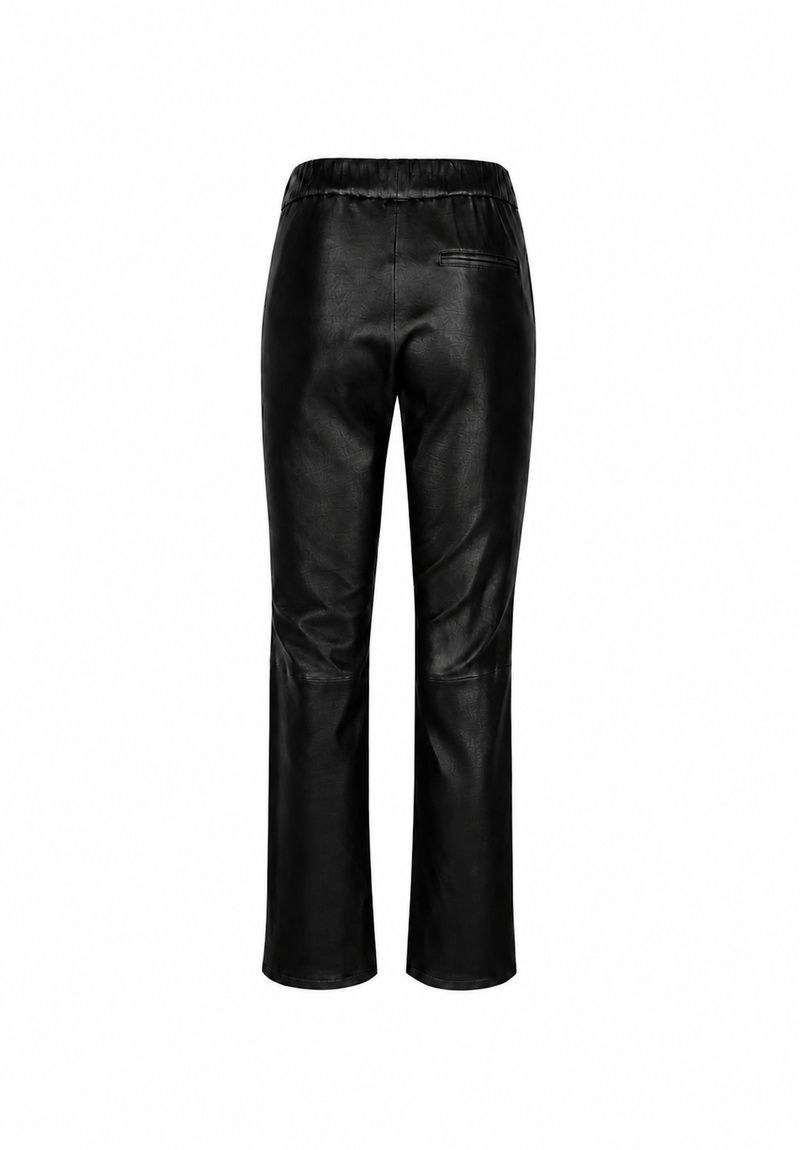 Relax Bootcut +5cm I Leather Trousers - Black