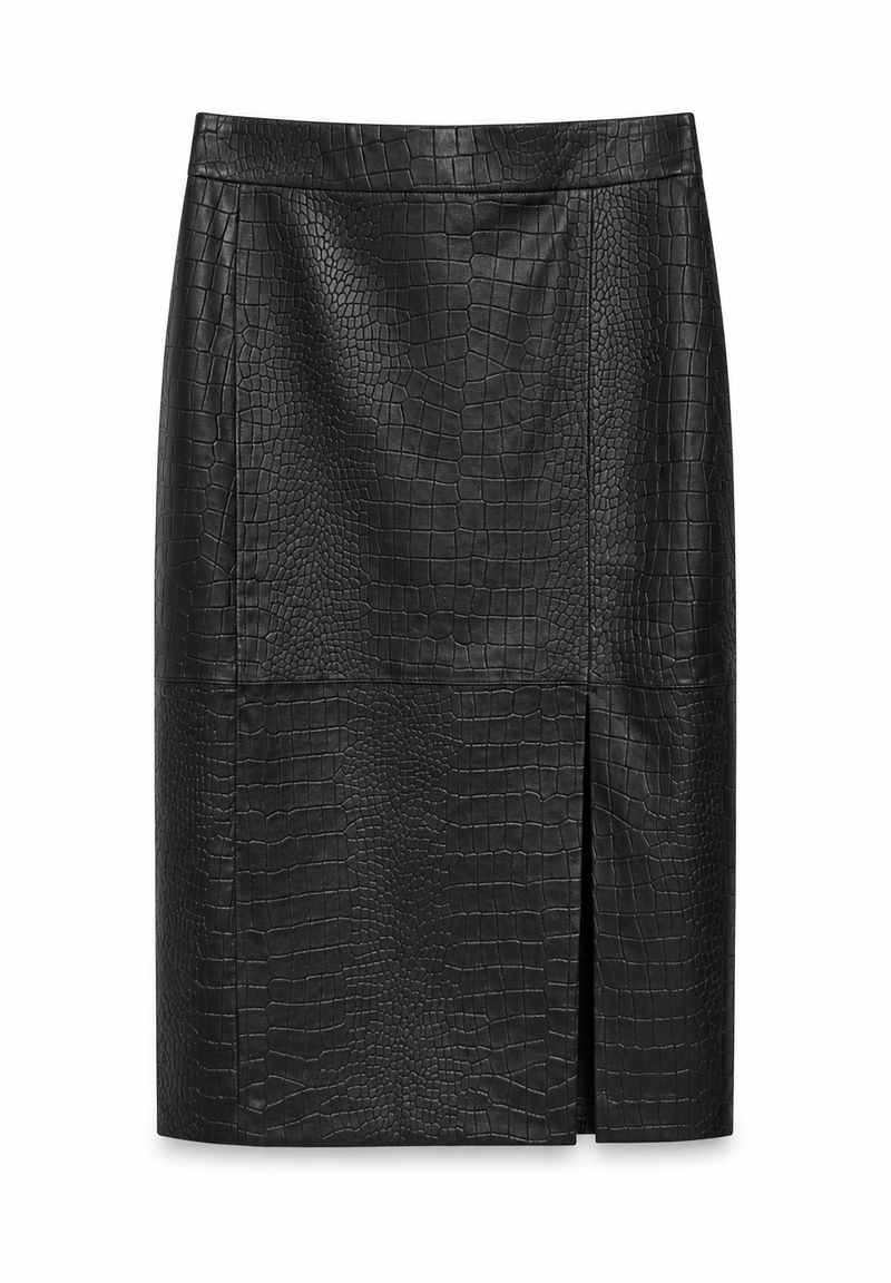 Selma I Croco Skirt - Black