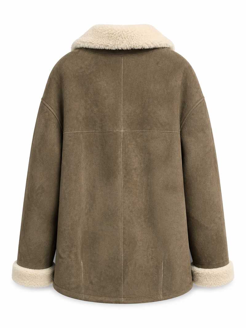 Florentina I Suede Ironed Coat - Khaki
