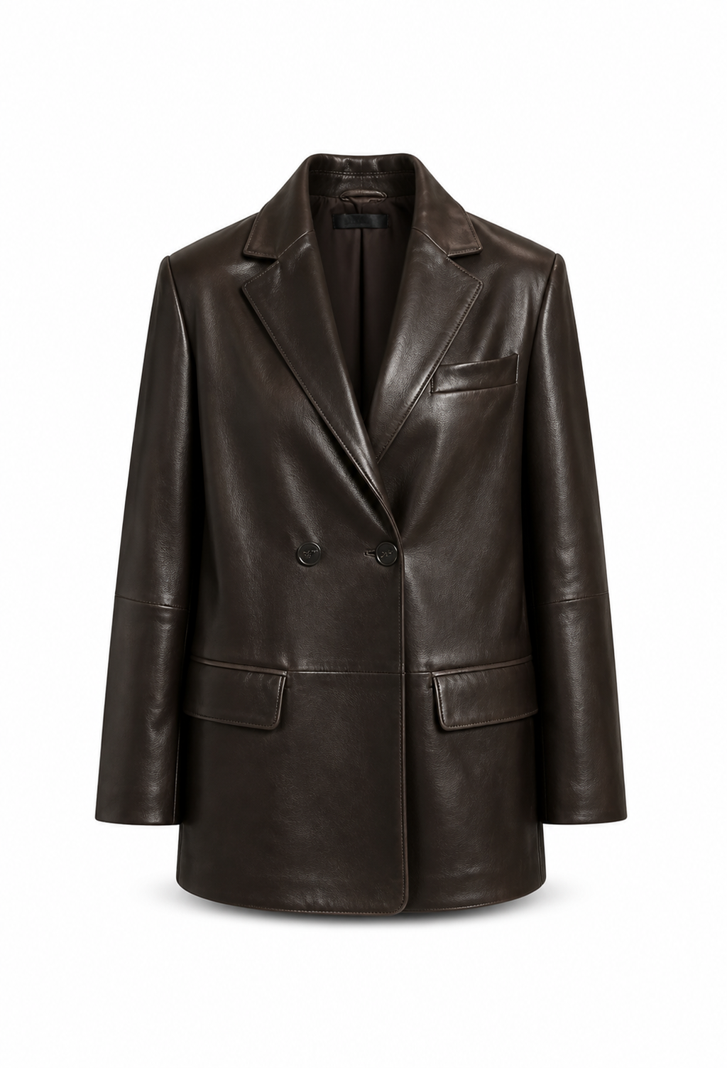 Kirsi I Leather Blazer - Dark Brown